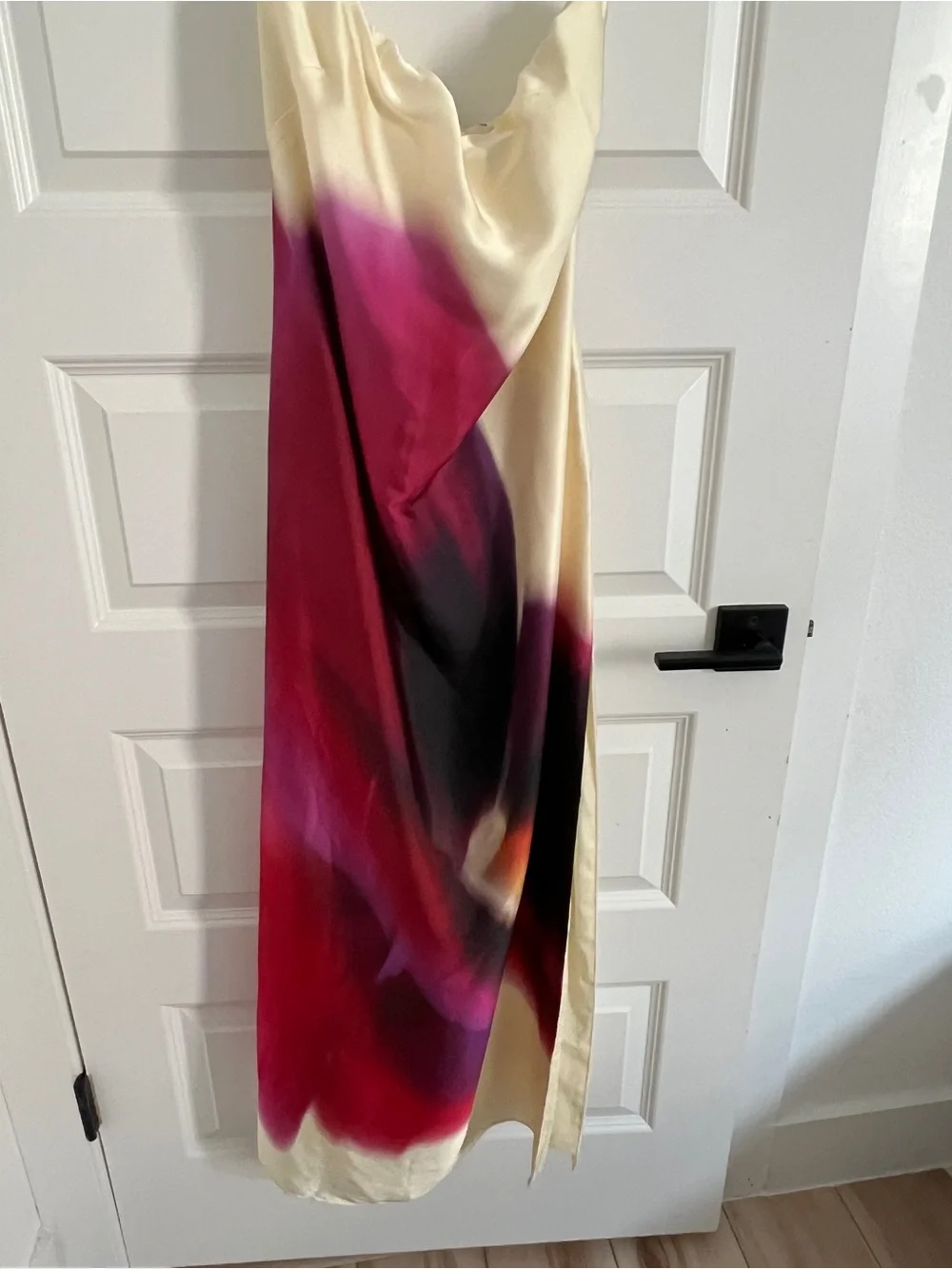 Abercrombie & Fitch Strapless Maxi Dress in Ivory with Fuchsia Floral